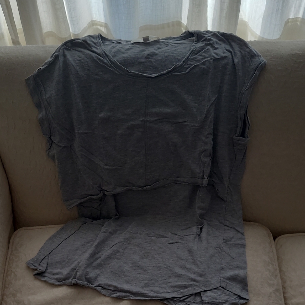 Ripe Maternity Gray Asymmetrical Short Sleeve Tee